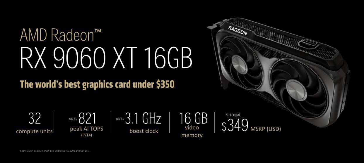 AMD RX 9060XT dia 5 de Junho , 299$ para versão 8GB e 349$ para versão de 16GB