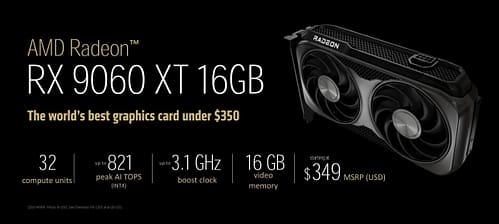 AMD RX 9060XT dia 5 de Junho , 299$ para versão 8GB e 349$ para versão de 16GB