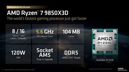 Novo CPU AMD Ryzen 7 9850X3D com clock de 5.6Ghz