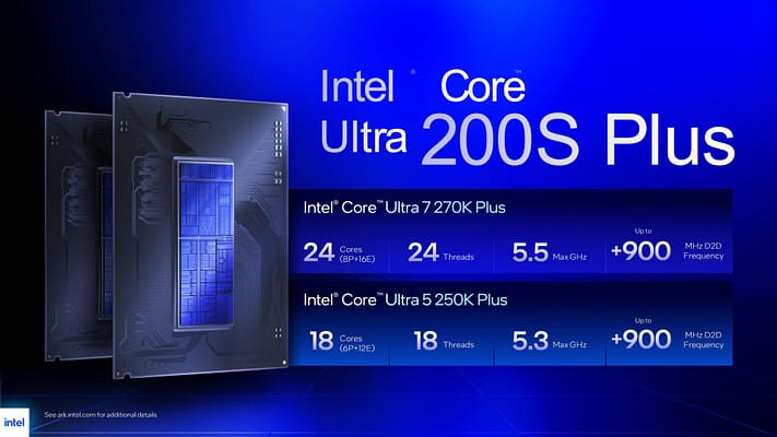 Intel lança os Arrow Lake PLUS , Core Ultra 5 250K Plus e Core Ultra 7 270K Plus